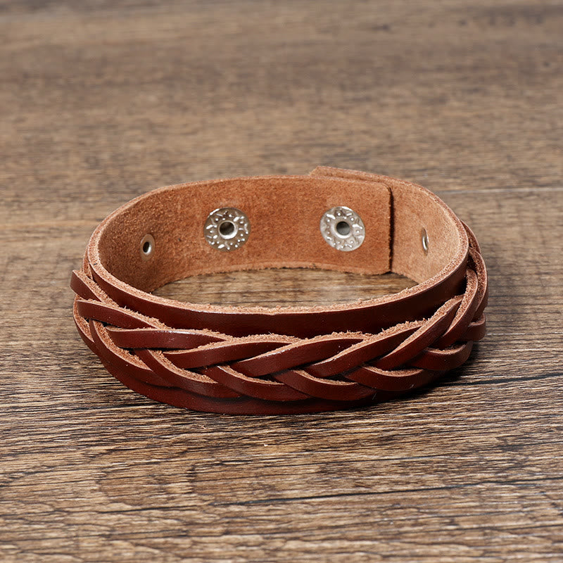 Vintage Weaving Leather Adjustable Strengthen Bracelet