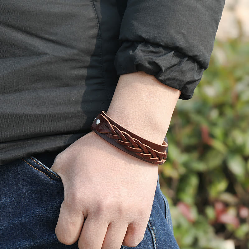 Vintage Weaving Leather Adjustable Strengthen Bracelet