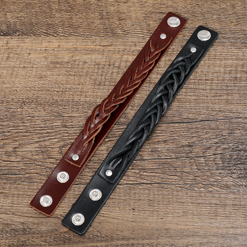 Vintage Weaving Leather Adjustable Strengthen Bracelet
