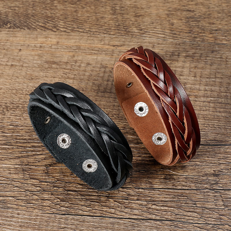 Vintage Weaving Leather Adjustable Strengthen Bracelet
