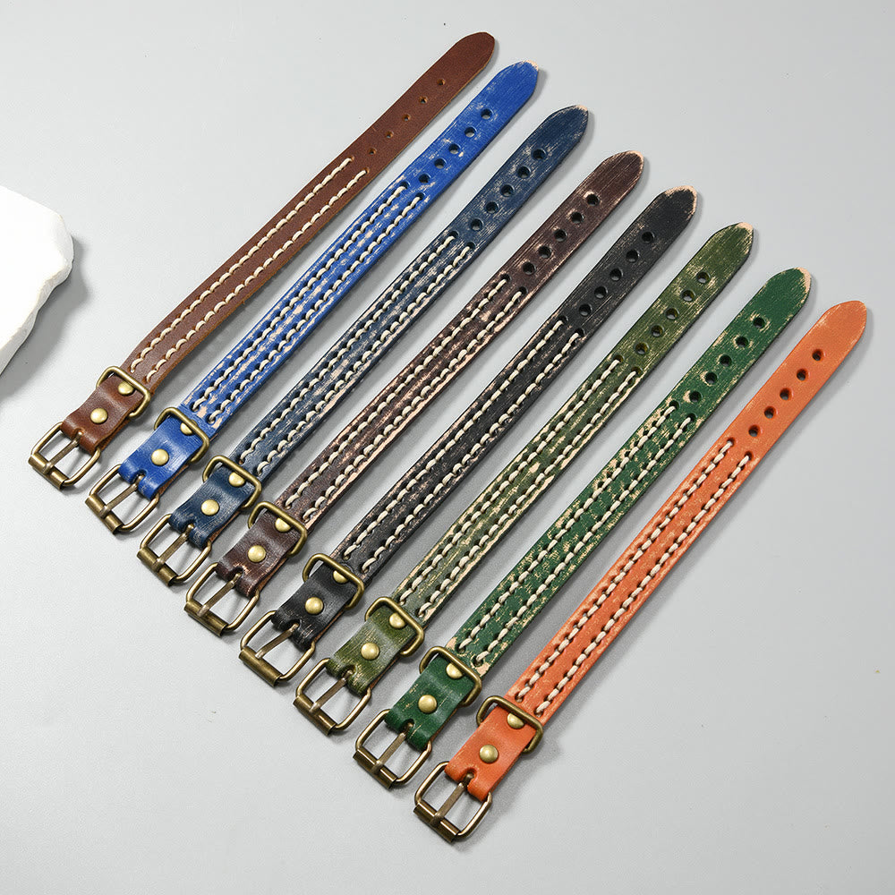Adjustable Vintage Leather Spiritual Strength Bracelet