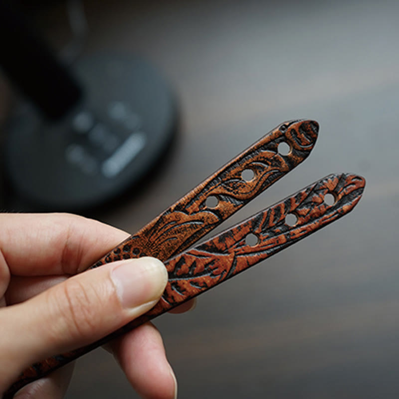 Vintage Printed Leather Spiritual Bracelet with Copper Balance