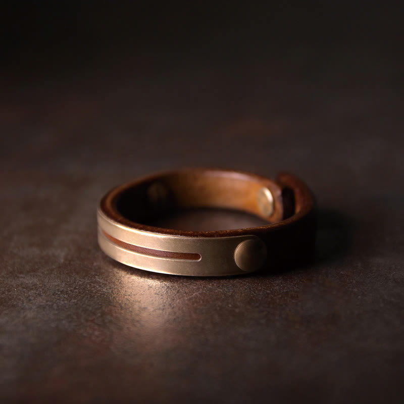 Vintage Leather Copper Balance Bracelet for Inner Harmony