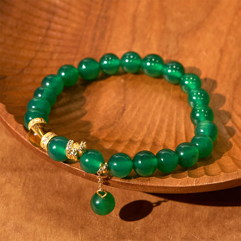 8mm Green Agate Citrine Power Bracelet for Success & Clarity
