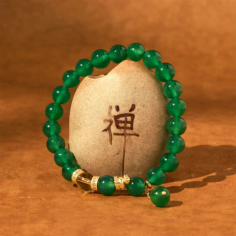 8mm Green Agate Citrine Power Bracelet for Success & Clarity