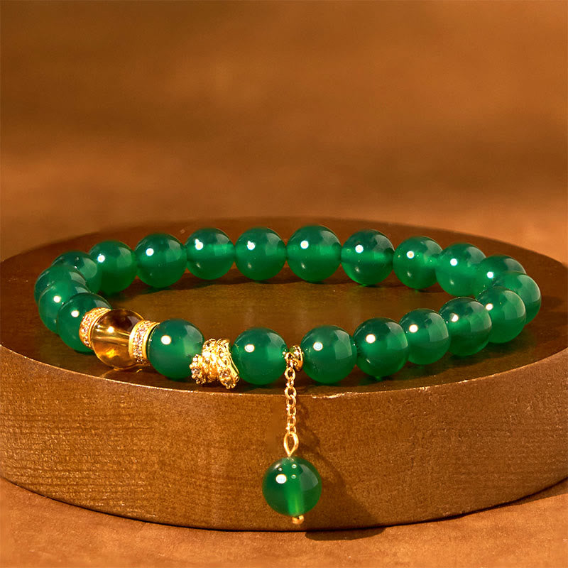 8mm Green Agate Citrine Power Bracelet for Success & Clarity