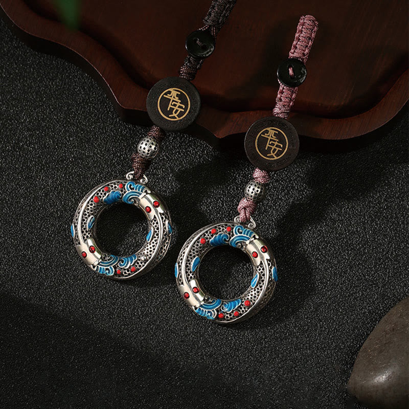 Double Koi Fish Peace Buckle Key Chain for Luck & Protection