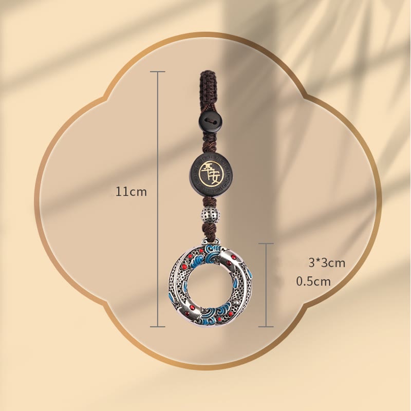 Double Koi Fish Peace Buckle Key Chain for Luck & Protection