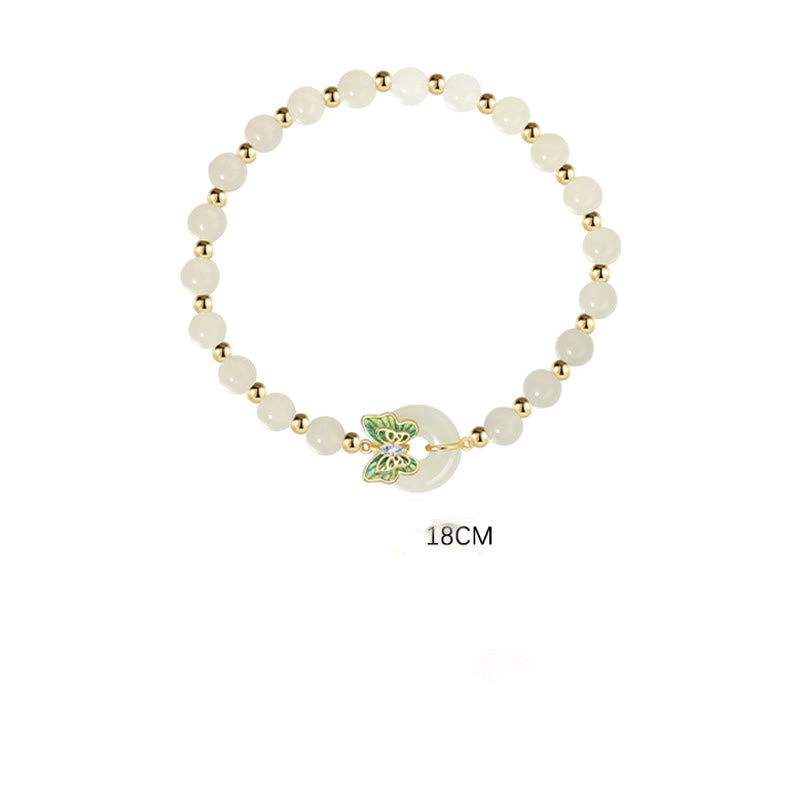 Natural Hetian Jade Peace Buckle Butterfly Bracelet Necklace