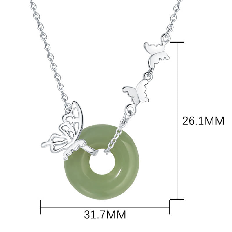 14-17cm Hetian Jade Peace Buckle Butterfly Bracelet & Necklace