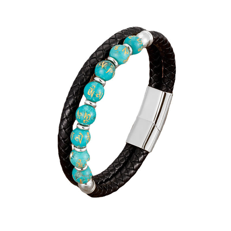 Mehrstein-Om Mani Padme Hum-Lederarmband