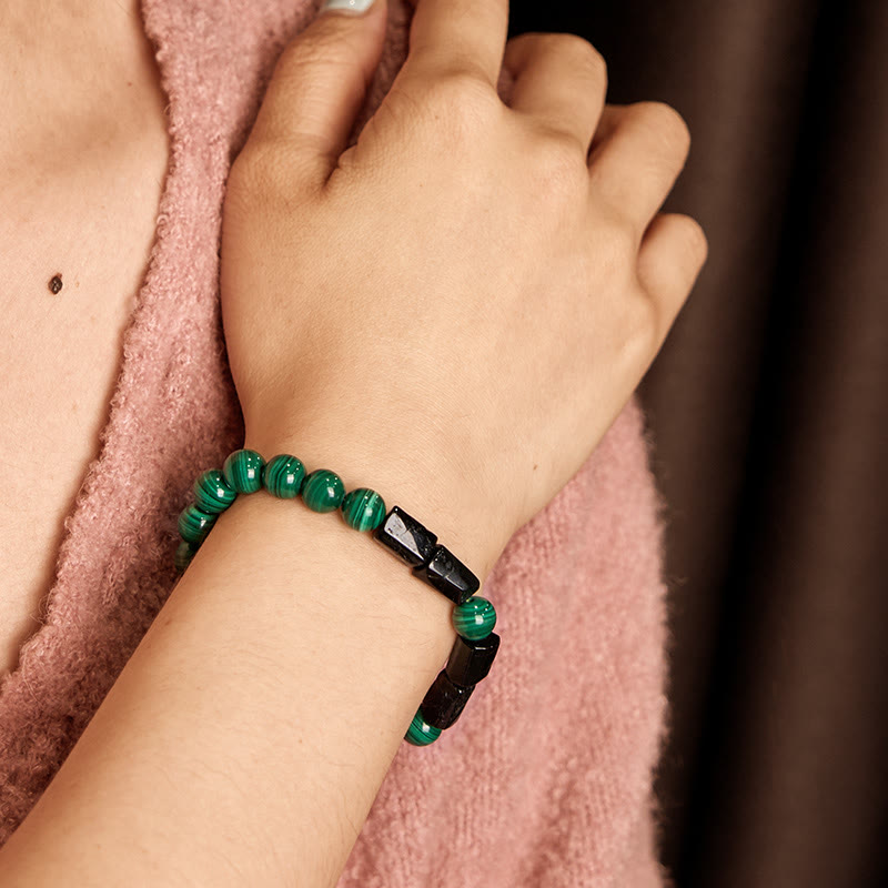 8mm Malachite Black Tourmaline Purity & Protection Bracelet