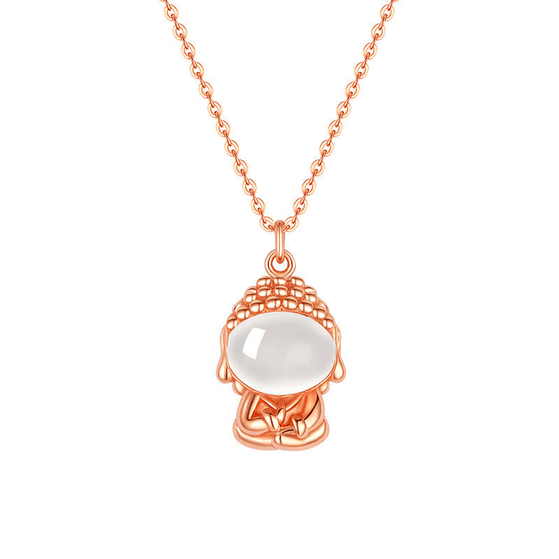 925 Silver Chalcedony Buddha Pendant Necklace