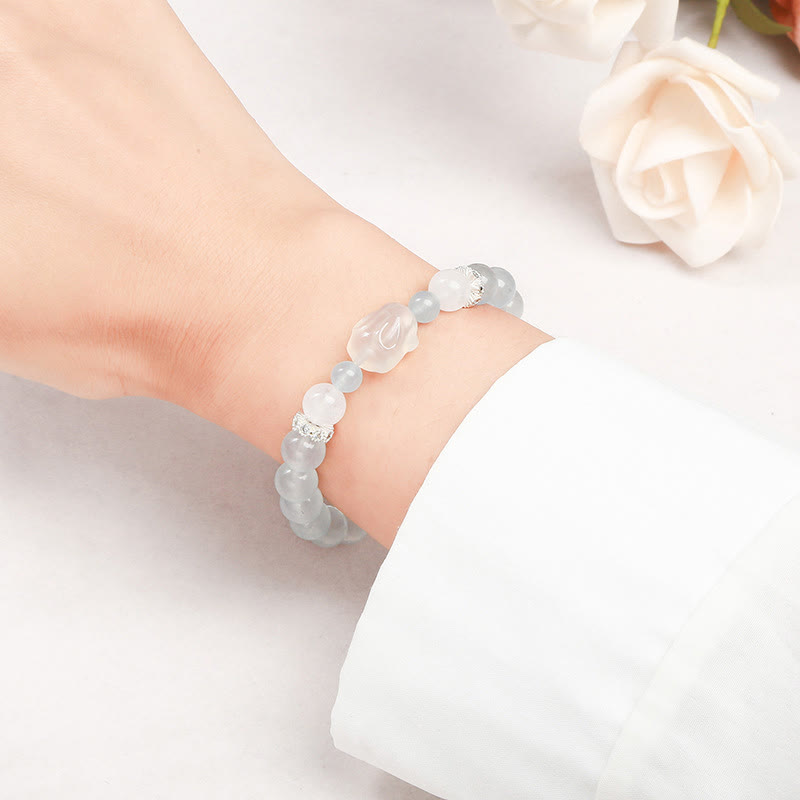 Blue Chalcedony White Agate Emotional Healing Bracelet