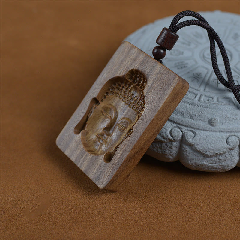 Green Sandalwood Buddha Necklace Pendant for Positive Energy