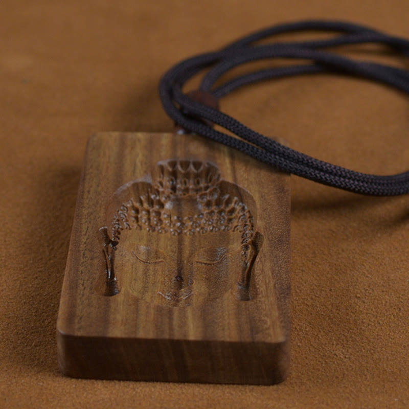 Green Sandalwood Buddha Necklace Pendant for Positive Energy