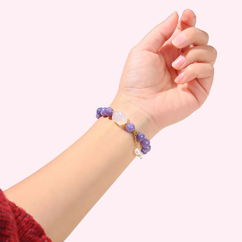 8mm Purple Chalcedony Beaded Spiritual Healing Bracelet