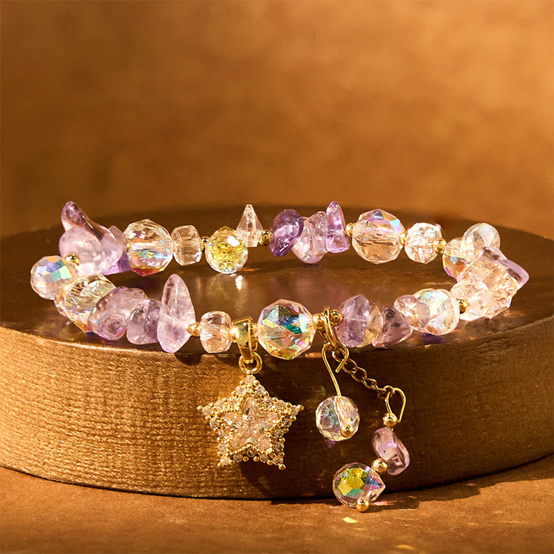 8mm Amethyst Crystal Star Bracelet for Positive Transformation