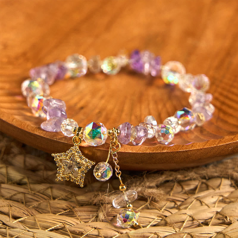 8mm Amethyst Crystal Star Bracelet for Positive Transformation