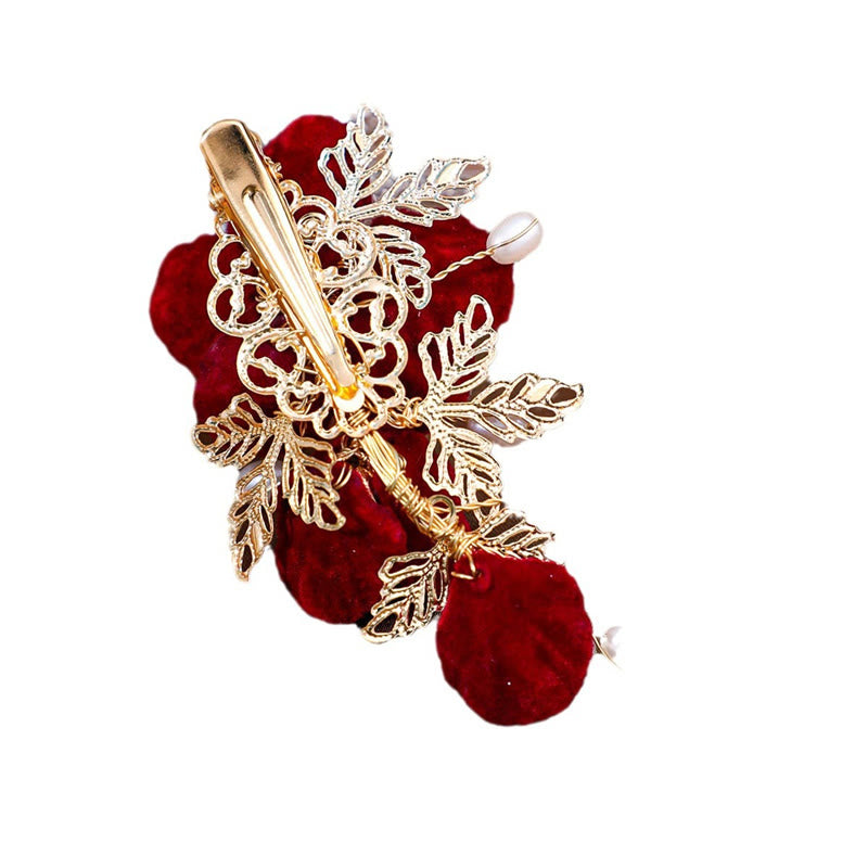 Red Camellia Vintage Chinese Hair Clip | Healing Sounds