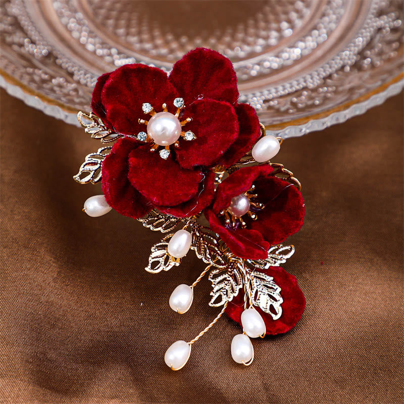 Red Camellia Vintage Chinese Hair Clip | Healing Sounds