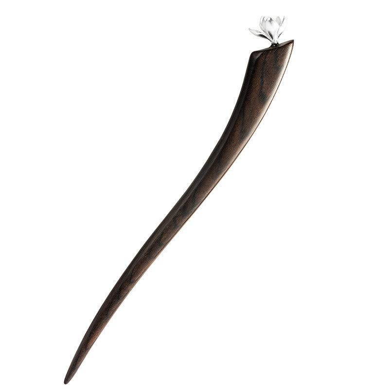 Magnolia Ebony Flower Hairpin in 925 Sterling Silver | Blessing Gift