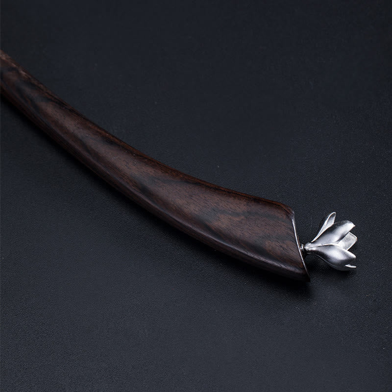 Magnolia Ebony Flower Hairpin in 925 Sterling Silver | Blessing Gift