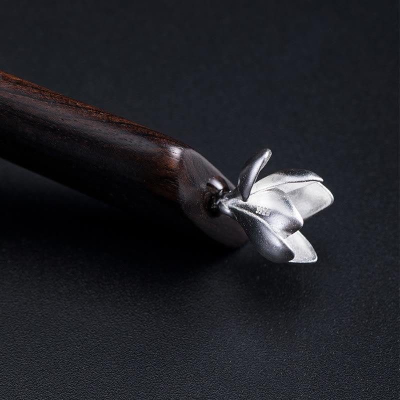 Magnolia Ebony Flower Hairpin in 925 Sterling Silver | Blessing Gift