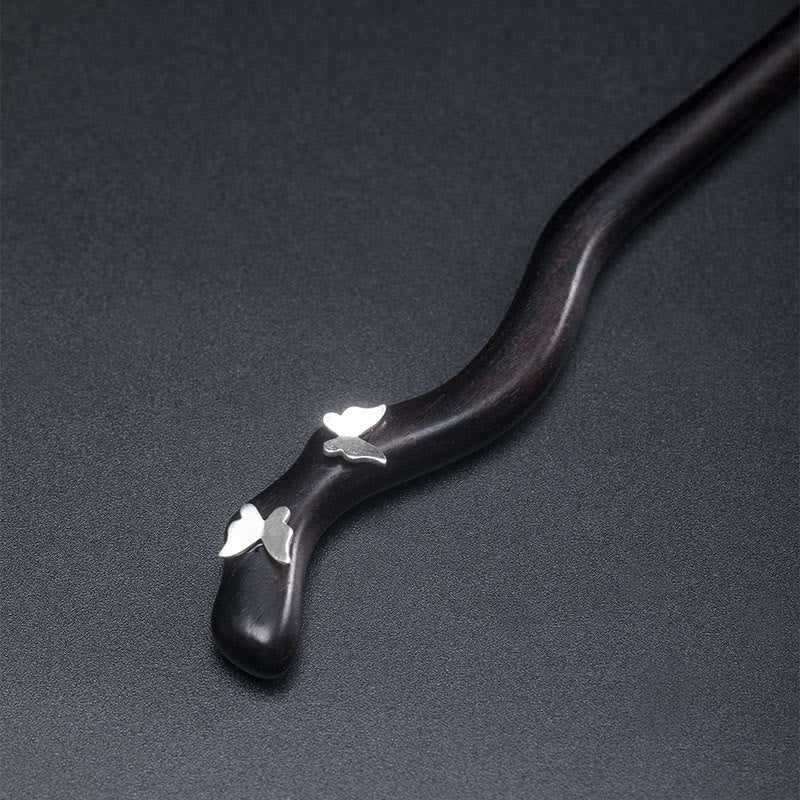 Ebony Butterfly Hairpin 925 Silver | Chinese Style Relaxation