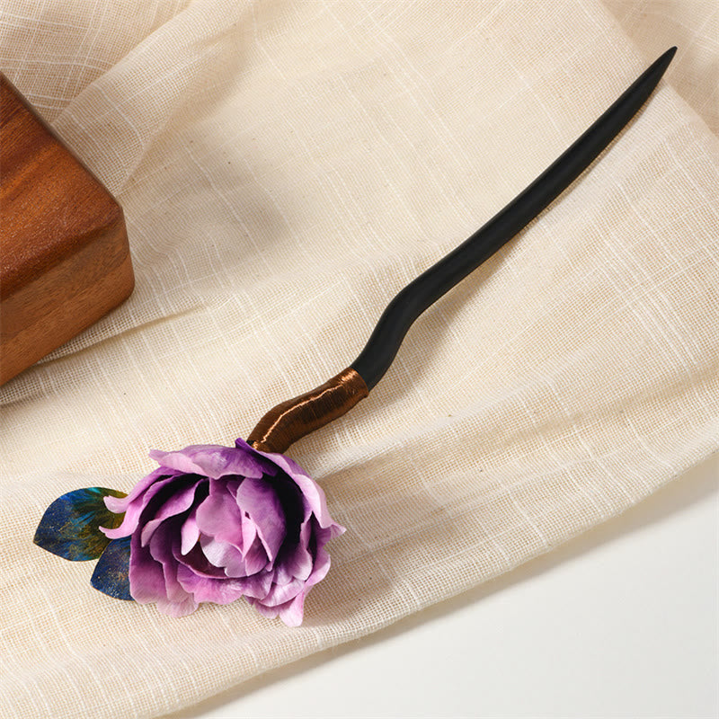 Ebony Wood Butterfly Pearl Hairpin | Chinese Traditional Elegance