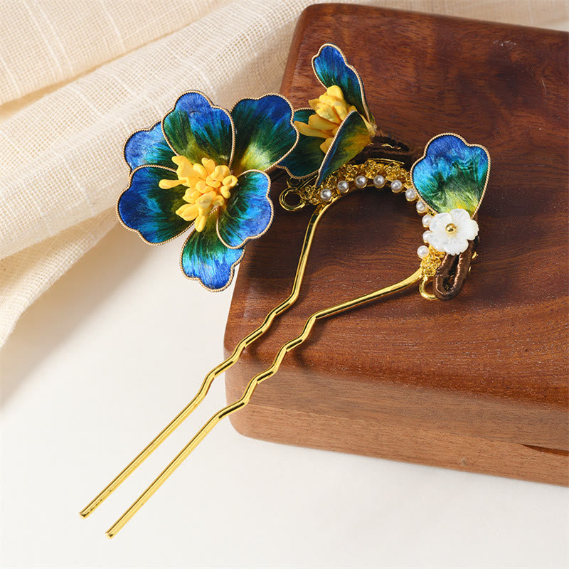 Ebony Wood Butterfly Pearl Hairpin | Chinese Traditional Elegance
