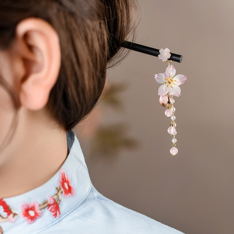 Pear Blossom Tassel Chinese Hairpin Wood Accessory