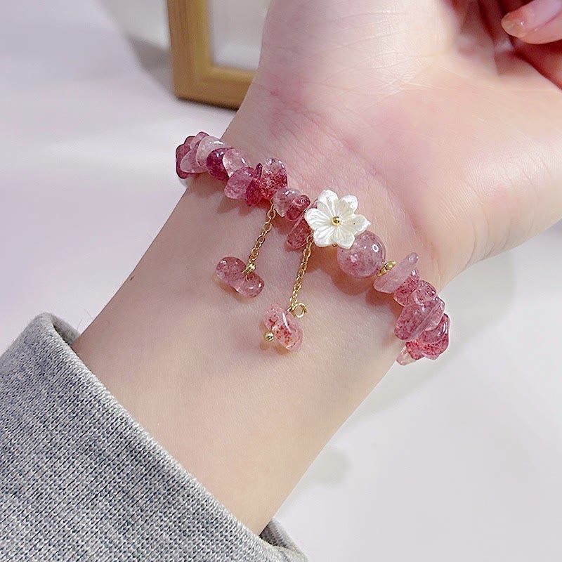 Strawberry Quartz Bracelet Green Strawberry & Super Seven