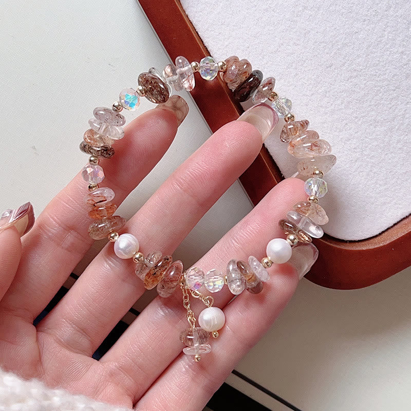 Strawberry Quartz Bracelet Green Strawberry & Super Seven