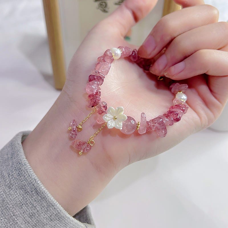 Strawberry Quartz Bracelet Green Strawberry & Super Seven
