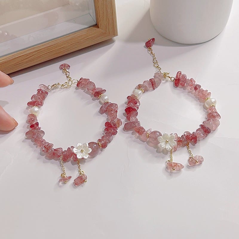 Strawberry Quartz Bracelet Green Strawberry & Super Seven