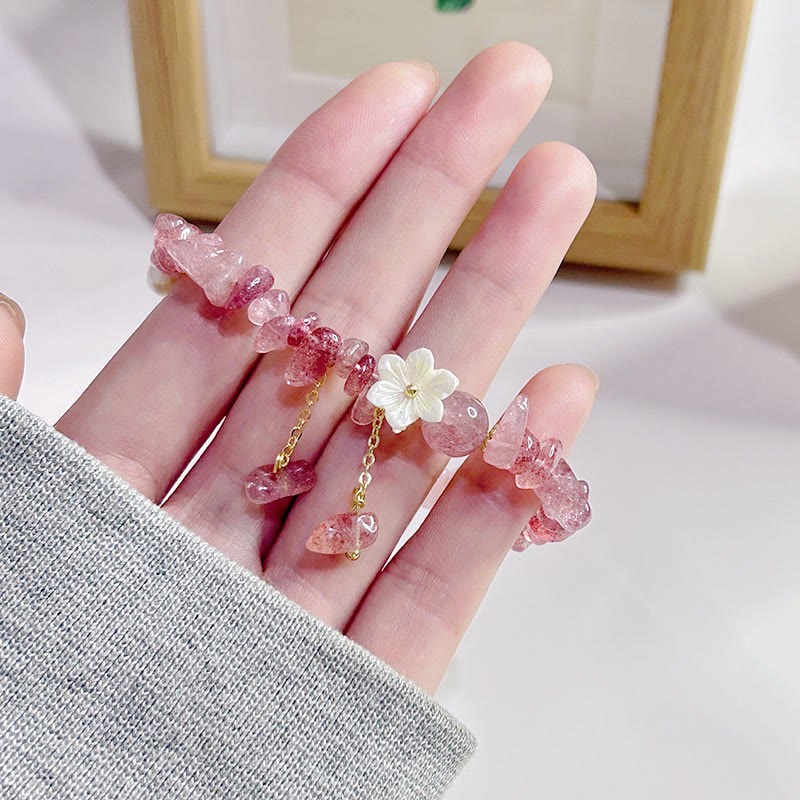 Strawberry Quartz Bracelet Green Strawberry & Super Seven