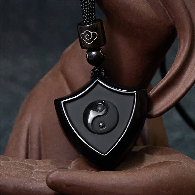Black Obsidian Yin Yang Necklace | Strength & Balance Pendant