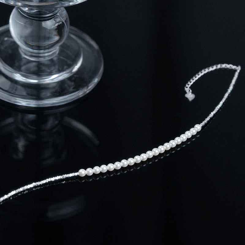 925 Sterling Silver Pearl Protection Anklet