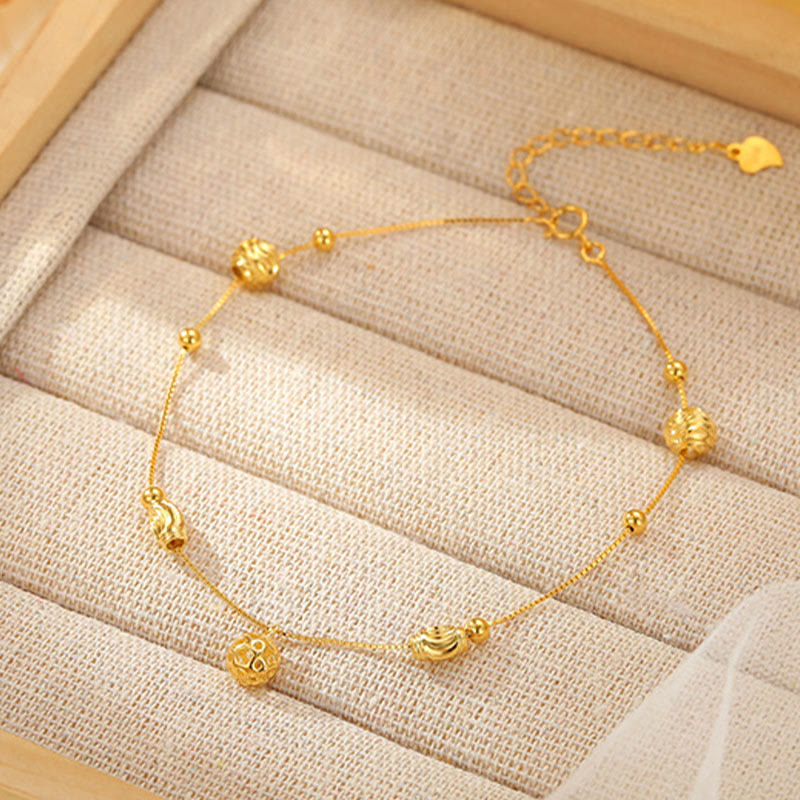 925 Sterling Silver Simple Bead Anklet