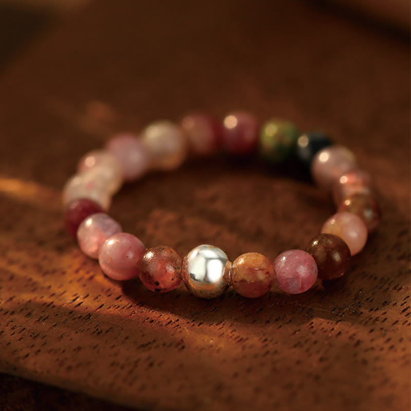 White Jade Black Onyx Crystal Bead Elastic Ring