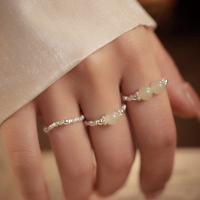 925 Sterling Silber Hetian Jade Ring - 6mm