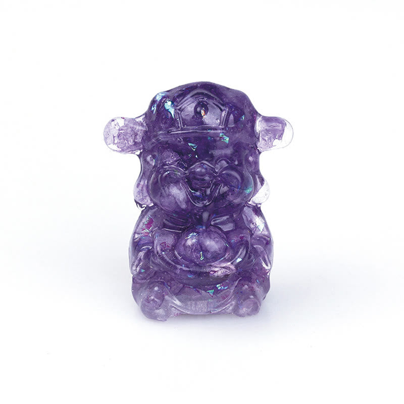 Amethyst, Gott des Reichtums, Kristallharz, Feng-Shui-Dekor, 5,6 cm