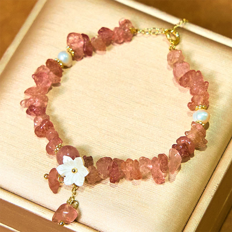 Strawberry Quartz Bracelet Green Strawberry & Super Seven