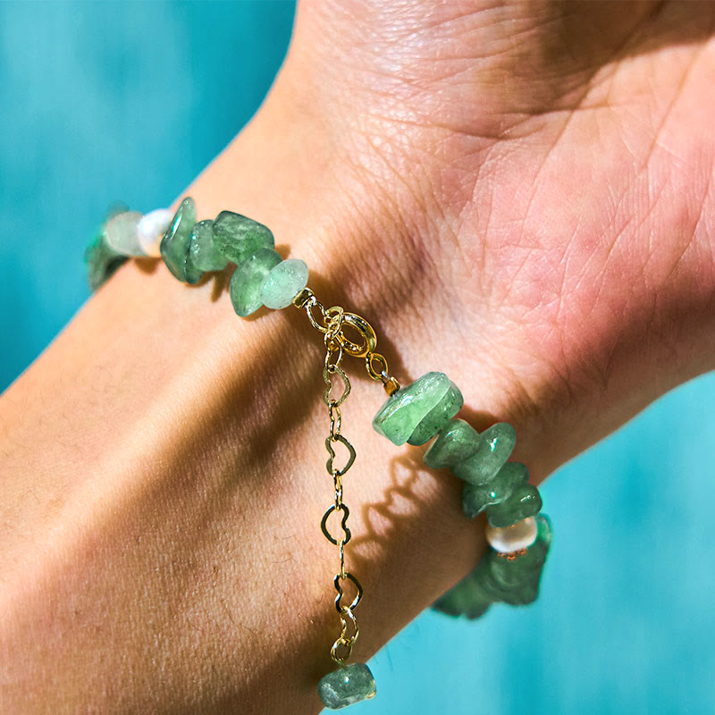 Strawberry Quartz Bracelet Green Strawberry & Super Seven