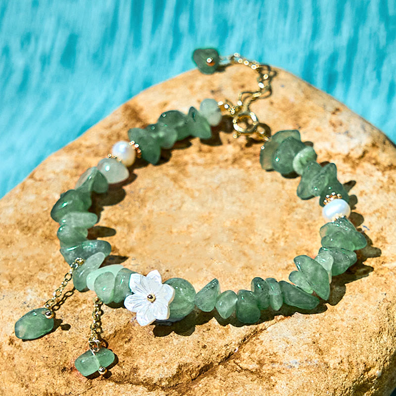 Strawberry Quartz Bracelet Green Strawberry & Super Seven
