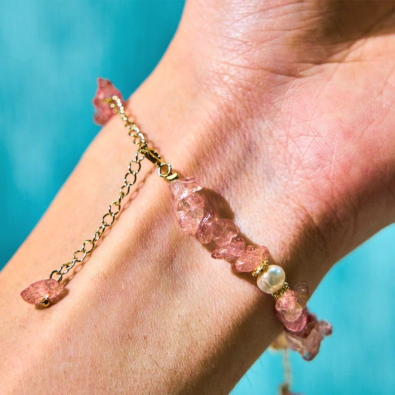 Strawberry Quartz Bracelet Green Strawberry & Super Seven