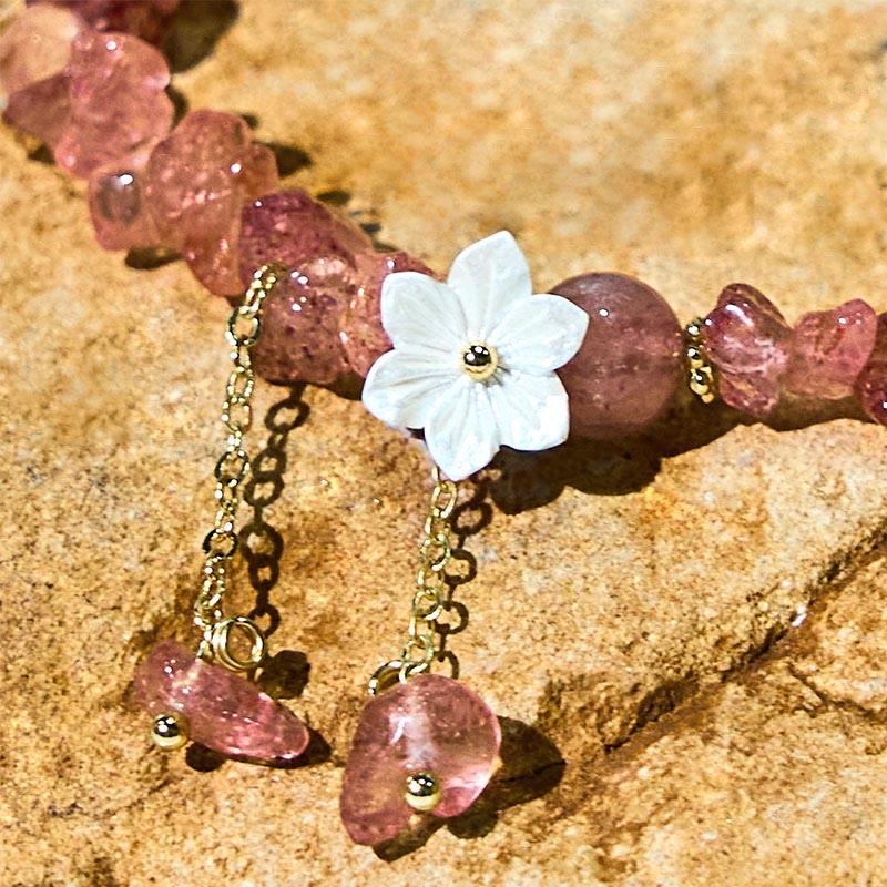 Strawberry Quartz Bracelet Green Strawberry & Super Seven