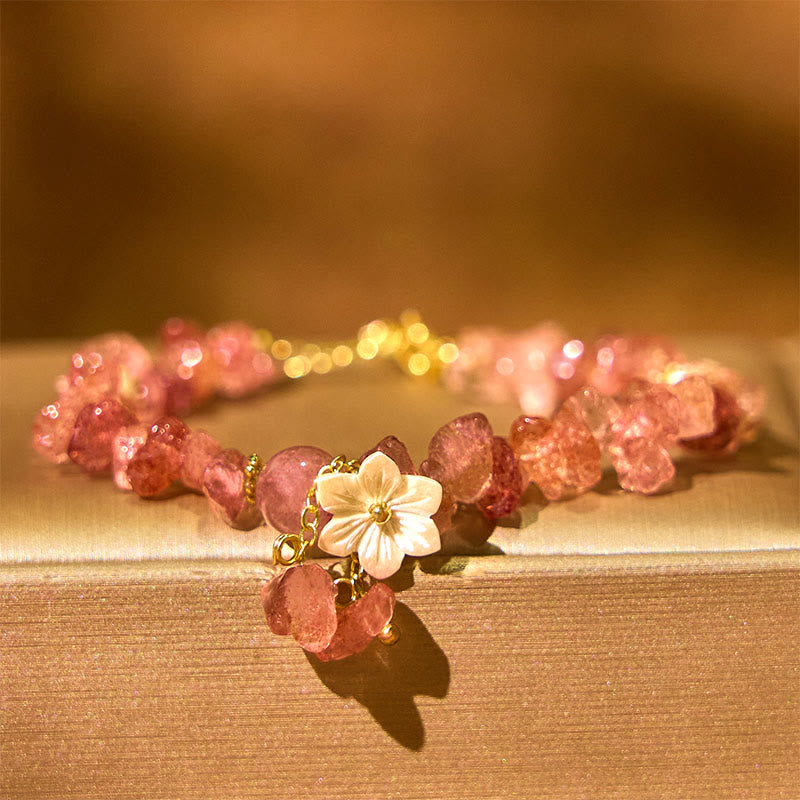 Strawberry Quartz Bracelet Green Strawberry & Super Seven