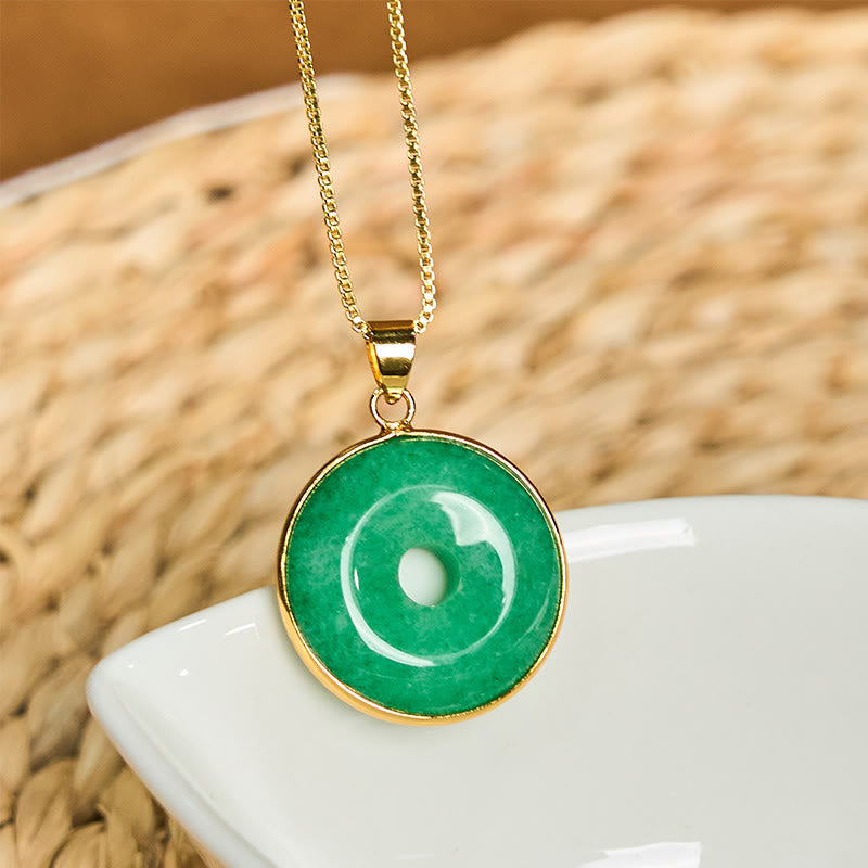 Unisex Cyan Jade Peace Buckle Necklace for Healing & Luck
